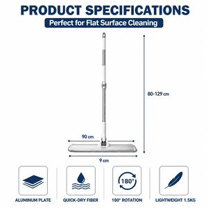 Mopa Plana <span class=keywords><strong>de</strong></span> 90 cm <span class=keywords><strong>de</strong></span> Ancho con Placa <span class=keywords><strong>de</strong></span> Aluminio, Cubre Más Área, Rotación <span class=keywords><strong>de</strong></span> 180 Grados, Almohadilla <span class=keywords><strong>de</strong></span> Microfibra <span class=keywords><strong>de</strong></span> Secado Rápido, Ligera (1.5 kg), Gran Capacidad - Product Image 4