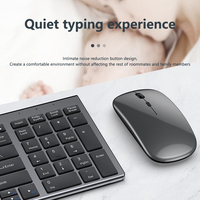 Set Keyboard dan Mouse 2.4G + tiga mode, Set Keyboard dan Mouse nirkabel isi ulang daya Usb untuk bisnis kantor