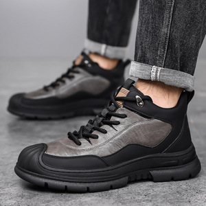 Botas de Nieve para Hombre, Altura al Tobillo, Cuero Genuino, Punta Redonda, Forro de Piel, Impermeables, Antideslizantes, Suela de Goma, Entresuela de EVA - Product Image 3