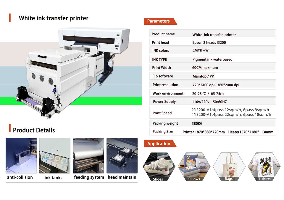 DTF Printer I3200 2/4 Heads T-shirt Printing Machine Large Format 60cm ...
