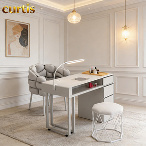 Mesa <span class=keywords><strong>de</strong></span> Manicura <span class=keywords><strong>de</strong></span> Lujo con Tapicería Acolchada y Silla, Paquete <span class=keywords><strong>de</strong></span> Muebles para Salón <span class=keywords><strong>de</strong></span> <span class=keywords><strong>Uñas</strong></span>, Spa <span class=keywords><strong>de</strong></span> Pies, Salón <span class=keywords><strong>de</strong></span> Pedicura - Product Image 5