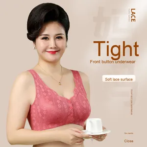 Grandi dimensioni senza soluzione di continuità per le donne anziane di mezza età intimo di <span class=keywords><strong>apertura</strong></span> <span class=keywords><strong>frontale</strong></span> per la primavera estate della madre stile <span class=keywords><strong>reggiseno</strong></span> in pizzo senza fili - Product Image 2