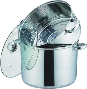 JL Wholesale, couscoussier rond de 24 cm avec couvercle en verre, meilleure qualité et durable, en acier inoxydable, ustensiles de cuisine - Product Image 2