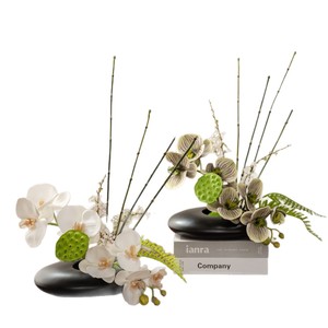 Flores artificiales, arreglo de flores de seda, juego de piedras de tinta, adornos decorativos para el hogar y la sala de estar - Product Image 5