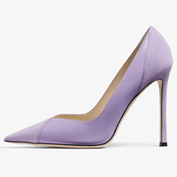 Chaussures à talons hauts en cuir violet pour femme, escarpins à bout pointu