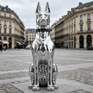 Escultura de Doberman de Acero Inoxidable 304 de Gran Tamaño, Pulida a Espejo, Moderna, Personalizada, Resistente a la Intemperie, para Vestíbulo de Casa - Product Image 3