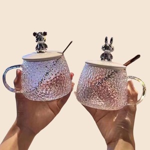Best Price High Quality Luxury New Bear Hammer Pattern <b>Glass</b> <b>Mug</b> Beautiful and Durable With Spoon <b>Coffee</b> Milk Water - Product Image 1