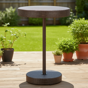 Tavolo da Giardino in Polyrattan Marrone, Arredamento da Esterno in Acciaio Verniciato a Polvere, Design Contemporaneo - Product Image 2