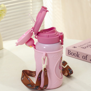 Children Cartoon Stainless Steel Vacuum <b>Flask</b> 500Ml Leak Proof Back To School Water <b>Bottle</b> With Strap - Product Image 2
