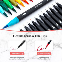 Marqueur d'art à double pointe aux couleurs vives stylo aquarelle pinceau fineliner stylos marqueurs permanents noirs à double pointe