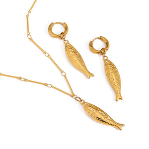 Koi Fish Pendant <b>Earrings</b> 18K <b>Gold</b> Stainless Steel Animal Shape Geometric Design Fashion <b>Dangle</b> <b>Earrings</b> - Product Image 1