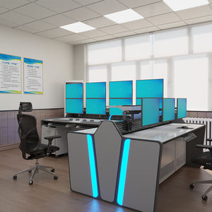 تصميم حديث بإضاءة LED لغرفة مراقبة الكمبيوتر ومعدات التحكم الأمني، أثاث غرفة التحكم / كونسول مع كرسي - Product Image 2