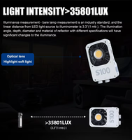 ZSYB S100 Projecteur LED COB portable en alliage d'aluminium, haute CRI 100W, température de couleur réglable 2700K-6500K, dimmable