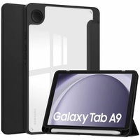 Housse de tablette en cuir PU pour Samsung Galaxy Tab A9 8,7 pouces avec design pliable à trois volets transparent