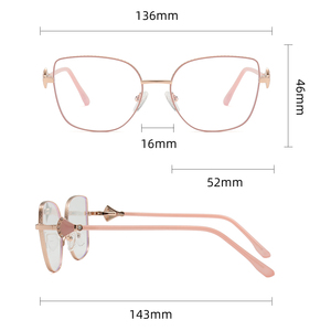 <span class=keywords><strong>2025</strong></span> của phụ nữ kim loại Kính mắt Cat Eye bán buôn khung quang học ánh sáng màu xanh Chặn kính khung với đền kim cương - Product Image 6