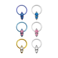 Anneau de piercing pour le nez, le septum, le daith, en acier inoxydable 316 plaqué argent, segment articulé, 16g, avec zircon, pour femmes, bijoux pour le corps