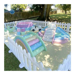 Équipement de terrain de jeu extérieur pour enfants Macaroon Pastel, équipement de jeu souple pour la location de fêtes d'enfants - Product Image 1