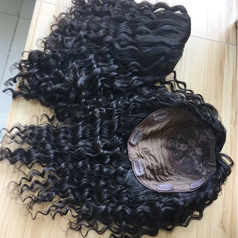 Factory Wholesale Prices Salon Top Quality Curly Hair Topper Silk Base Afro Curly 100 Human Hair Toupee For Women Hair