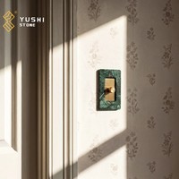 Interrupteur mural YUSHI en marbre vert naturel de style italien élégant, plaque en pierre unique pour l'intérieur de villas de luxe
