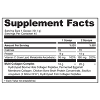 Poudre de protéines multi-collagène 1 livre (454g) – 20g par 2 portions – Complément alimentaire à base d'aliments entiers – Vitamine C – Probiotiques – Santé digestive