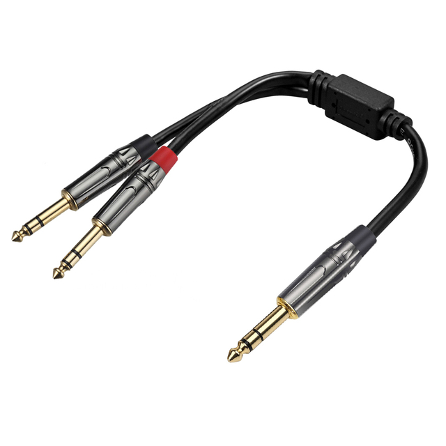Doonjiey 1/4 TRS Stereo Y Splitter 6.35 mm TRS Male Dual Male Audio Cable PVC Gold Plated Copper Shell for Speakers Microphones
