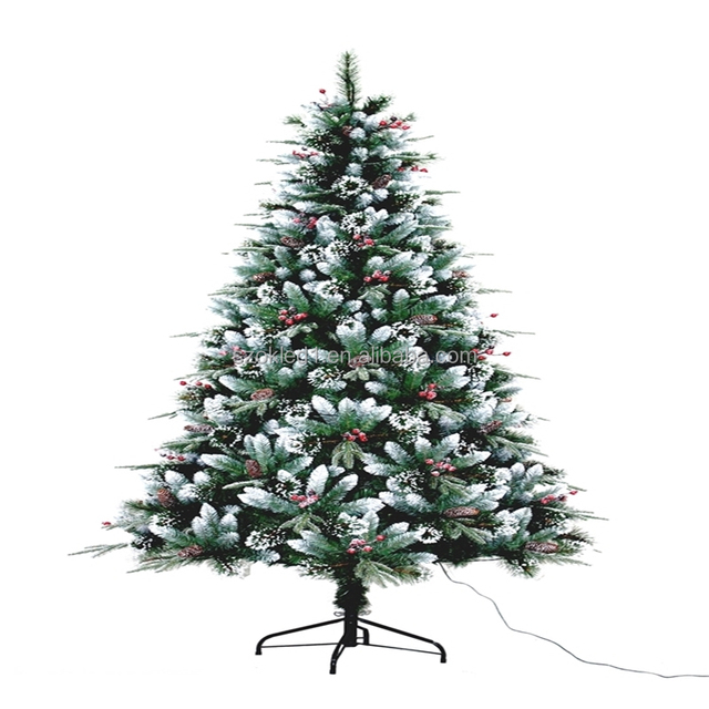 Wholesale Price Snow Flocked Pre-Lit Pine Needles Christmas Automatic Tree With Led Lights