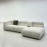 Canapé d'angle moderne en tissu bouclé - Canapé 3 places rembourré avec chaise longue pour salon
