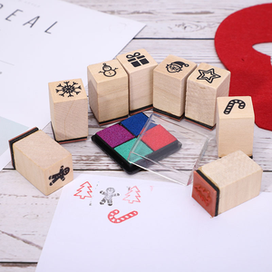 Set de Sellos de Goma de Madera Personalizados para Navidad, Manualidades DIY, <span class=keywords><strong>Sello</strong></span> de Recompensa para Niños y Maestros, Mango de Madera Ecológico, Decoración Navideña OEM - Product Image 3