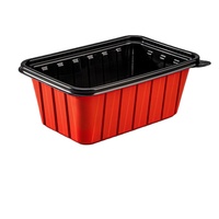 Grote capaciteit 30oz rode en zwarte plastic voedselcontainers met deksels, BPA-vrij, herbruikbaar, milieuvriendelijk, recyclebaar, magnetronbestendig, afhaallocatiebox