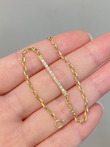 Bracelet chaîne en or véritable 18 carats AU750 avec diamants naturels pour femmes, prêt à être expédié - Product Image 3
