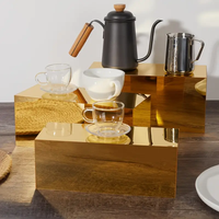 5 Stück Gold Acryl Rechteckige Display Riser Boxen Kuchen Dekorieren Zubehör für Catering Dessert Buffet Tisch Hochzeiten Partys