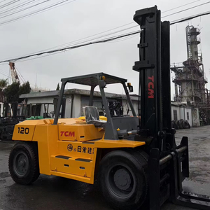 Montacargas diésel usado original japonés Mitsubishi/Komatsu/Toyota TCM FD120 de 10/12/15/16 toneladas con horquilla HIGH MASTER en venta - Product Image 1