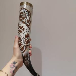 Corne à boire viking originale en acier austénitique, sculptée et polie, style animal, religieuse, vente en gros en vrac en provenance d'Inde pour la bière et l'ale - Product Image 5