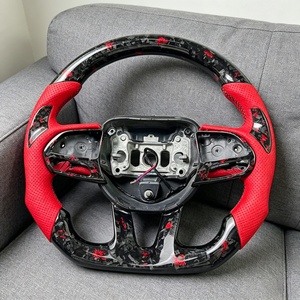 Volante de Cuero Rojo para Automóvil, Compatible con RTS <span class=keywords><strong>Dodge</strong></span> Charger SRT 2015 2016 2017 2018 2019 2020, Fibra de Carbono Personalizada - Product Image 5