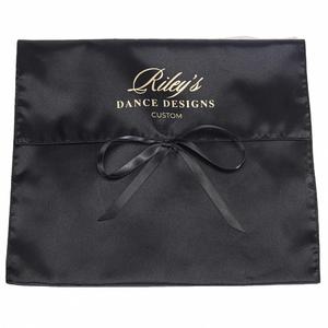 Bolsa de satén negra suave personalizada con lazo para paquetes de cabello, pañuelos y bolsos, bolsa de embalaje de regalo de lujo - Product Image 4