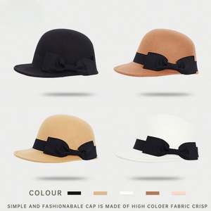 Nuevo Sombrero de Montar para Mujer Otoño-Invierno, Sombrero de Fieltro Retro con Lazo a la Moda - Product Image 5