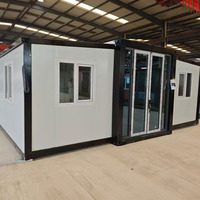 Maison conteneur pliable à deux ailes extensibles, préfabriquée, mobile, avec isolation thermique pour complexe hôtelier, bâtiment temporaire