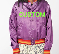 Veste universitaire en satin personnalisée pour homme, brodée, style baseball, bomber, surdimensionnée, vintage, streetwear, boutonnée