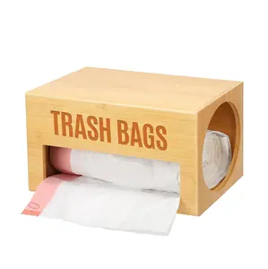 주방 대나무 애 가방 스토리지 서랍 주최자 쓰레기 봉투 디스펜서 롤 홀더 식료품 가방 홀더