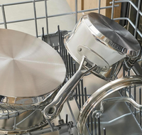 Collection de batterie de cuisine haut de gamme en acier inoxydable - Ensemble de casseroles compatibles induction avec couvercles en verre et insert vapeur