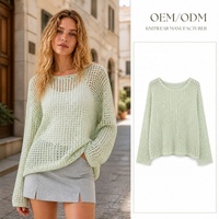 Pull en maille ajouré pour femme, manches chauve-souris, coupe ample et oversize, manches longues, style bohème, printemps-été