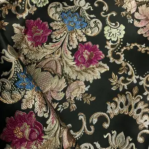Tissu de brocart Jacquard métallique grande fleur pour manteau de robe, de luxe