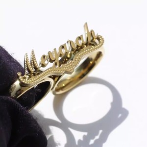 Cincin pria Hip hop, cincin nama kustom huruf 18k emas asli, hadiah ulang tahun untuk pria wanita - Product Image 2