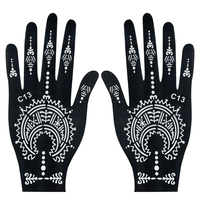 2026 Pochoirs de tatouage au henné pour mains et doigts, modèle ajouré en maille pour la peinture corporelle