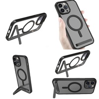 Casing Magnetik Transparan untuk iPhone 16 Pro Max 17 Air 15 14 13 12 11 Plus, Penutup iPhone Bening dengan Penyangga