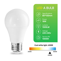 Ampoule LED 18W E27 1500lm 6500K Blanc Froid 220-240V 10000h en Plastique et Aluminium avec Couverture PC, Fabrication Directe Usine, Personnalisation ODM