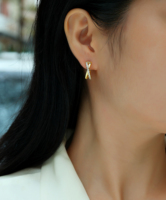 Boucles d'oreilles créoles en argent sterling 925 avec moissanite taille ronde, sertissage pavé en forme de X, couleur D, pureté VVS1, pour femme