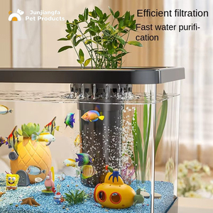 30CM balık tankı masaüstü akvaryum eko-dolaşım tankı küçük filtre ve oksijen güçlendirici entegre tankı yüksek çözünürlüklü - Product Image 3