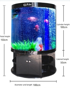 Milieuvriendelijk 1M Hoog Gebogen Cilindrisch Glazen <span class=keywords><strong>Aquarium</strong></span> Met Bodemfilter Modern <span class=keywords><strong>Aquarium</strong></span> Voor Huiswoonkamer - Product Image 6