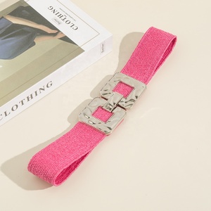 Venta al por mayor Lightcor luces simétricas hebilla cinturones de las mujeres cinturón tejido de paja elástico ancho cinturón de <span class=keywords><strong>rafia</strong></span> de paja para las mujeres - Product Image 6